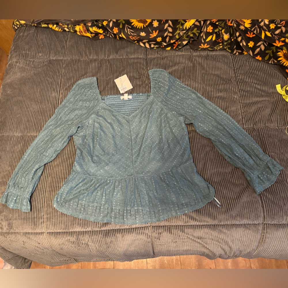 Lauren Conrad green sparkly shirt